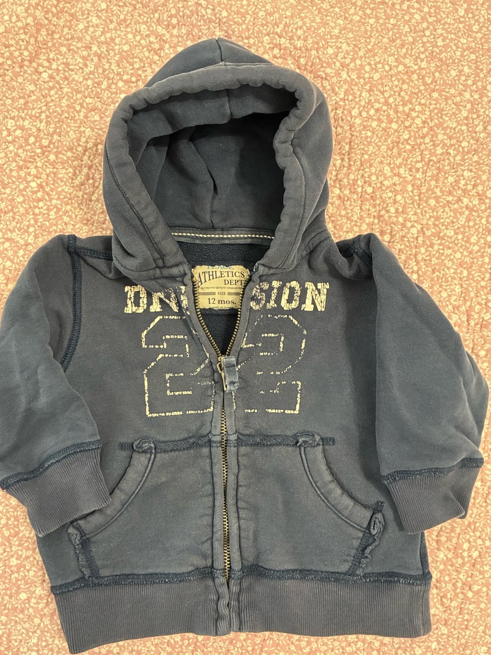 Athletics Dept. Navy Hooded Zip-Up Sweatshirt for Kids - 12 Months